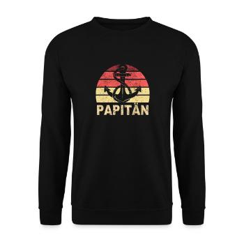 Papitän Papa Captain Retro Anker Fête des pères - Sweat-shirt Unisexe - noir - Devant - Alina (178cm) & Michal (187cm)