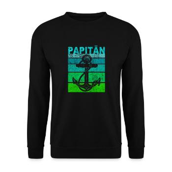 Papitän Vater Papa Kapitän Retro Anker Vatertag - Unisex Pullover - Schwarz - Vorne - Alina (178cm) & Michal (187cm)