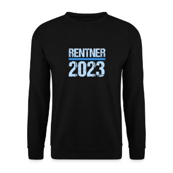 Rente 2023 Ruhestand Abschied Rentner 2023 - Unisex Pullover - Schwarz - Vorne - Alina (178cm) & Michal (187cm)