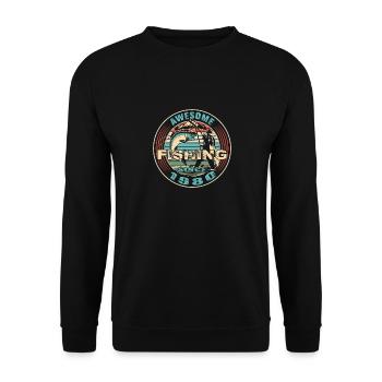 Awesome since 1980. Angel, Angler Geburtstag - Unisex Pullover - Schwarz - Vorne - Alina (178cm) & Michal (187cm)