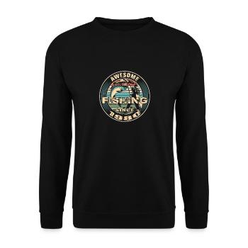 Awesome since 1980. Angel, Angler Geburtstag - Unisex Pullover - Schwarz - Vorne - Alina (178cm) & Michal (187cm)