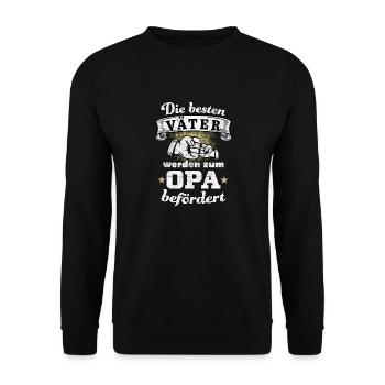 Die besten Väter werden zum Opa befördertTshirt - Unisex Pullover - Schwarz - Vorne - Alina (178cm) & Michal (187cm)