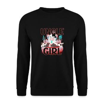 Uncle of The Birthday Girl Cow Matching Family - Unisex Sweatshirt - black - Front - Alina (178cm) & Michal (187cm)