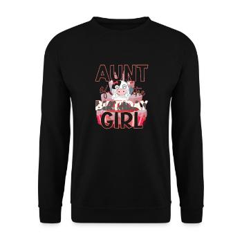 Aunt of The Birthday Girl Farm Cow Auntie Matching - Unisex Sweatshirt - black - Front - Alina (178cm) & Michal (187cm)
