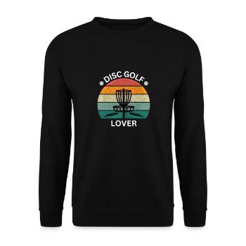 Disc Golf Lover Retro Sunset - Einzigartig - Unisex Pullover - Schwarz - Vorne - Alina (178cm) & Michal (187cm)