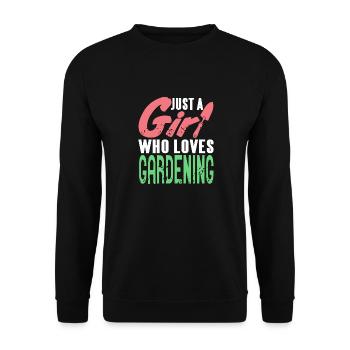Jut A Girl Who Loves Gardening Gardener Retro - Unisex Pullover - Schwarz - Vorne - Alina (178cm) & Michal (187cm)
