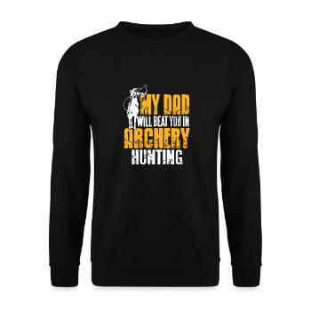 My Dad Will Beat You In Archery Hunting Retro - Unisex Sweatshirt - black - Front - Alina (178cm) & Michal (187cm)