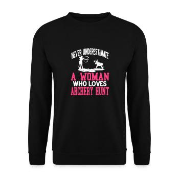 Never Underestimate A Woman Who Loves Archery Hunt - Unisex Sweatshirt - black - Front - Alina (178cm) & Michal (187cm)