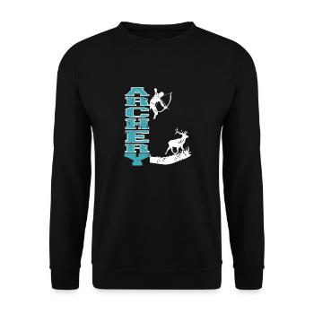 ARCHERY Retro Cool Archery Hunting T-Shirt - Unisex Sweatshirt - black - Front - Alina (178cm) & Michal (187cm)
