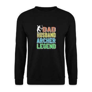 Dad Husband Archer Legend Retro Archery Hunting - Unisex Sweatshirt - black - Front - Alina (178cm) & Michal (187cm)