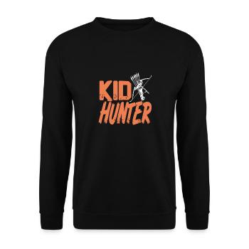 Kid Hunter Retro Cool Kid Archery Hunting Designs - Unisex Pullover - Schwarz - Vorne - Alina (178cm) & Michal (187cm)