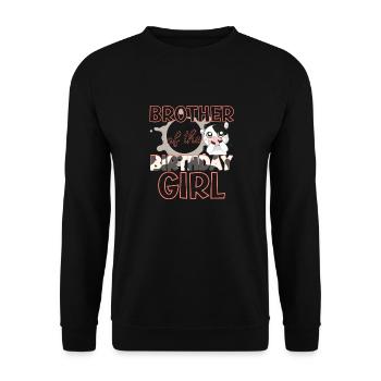 Bruder des Geburtstagsmädchens Kuh Themed Big Bro - Unisex Pullover - Schwarz - Vorne - Alina (178cm) & Michal (187cm)