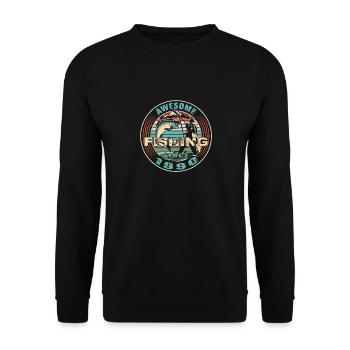 Génial depuis 1990. Angel, l’anniversaire du pêcheur - Sweat-shirt Unisexe - noir - Devant - Alina (178cm) & Michal (187cm)