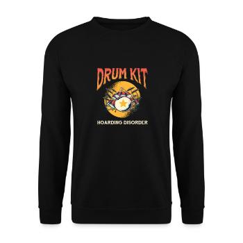 Retro Schlagzeug Motiv für Rock Metal Drummer - Unisex Pullover - Schwarz - Vorne - Alina (178cm) & Michal (187cm)