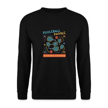 Outdoor Gartenspiel Lustiges Pickleball Design mit - Unisex Pullover - Schwarz - Vorne - Alina (178cm) & Michal (187cm)