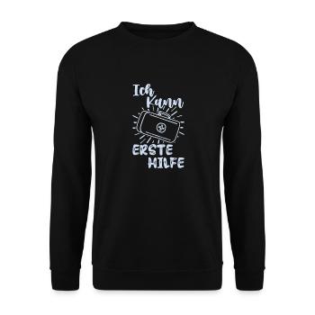 Sanitäter & Sani I Rettungsdienst I Notarzt - Unisex Pullover - Schwarz - Vorne - Alina (178cm) & Michal (187cm)