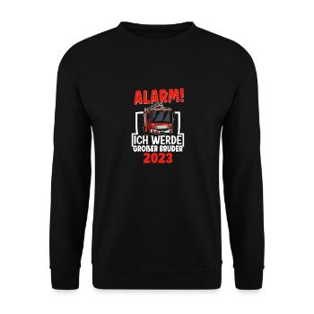 Alarm! Ich Werde Großer Bruder 2023 - Unisex Pullover - Schwarz - Vorne - Alina (178cm) & Michal (187cm)