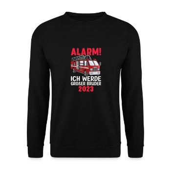 Alarm! Ich Werde Großer Bruder 2023 - Unisex Pullover - Schwarz - Vorne - Alina (178cm) & Michal (187cm)