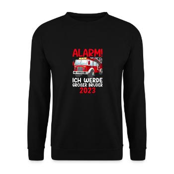 Alarm! Ich Werde Großer Bruder 2023 - Unisex Pullover - Schwarz - Vorne - Alina (178cm) & Michal (187cm)