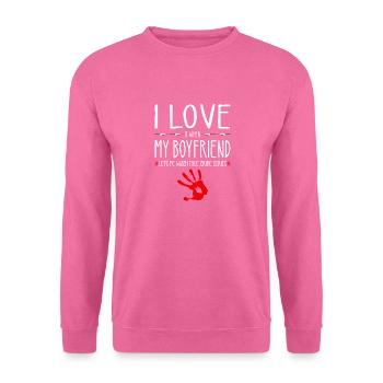 True Crime Series Girlfriend, I Love My Boyfriend, - Unisex Pullover - Pink - Vorne