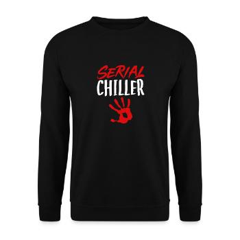 True Crime Serial Chiller, Halloween Murderino - Unisex Pullover - Schwarz - Vorne - Alina (178cm) & Michal (187cm)