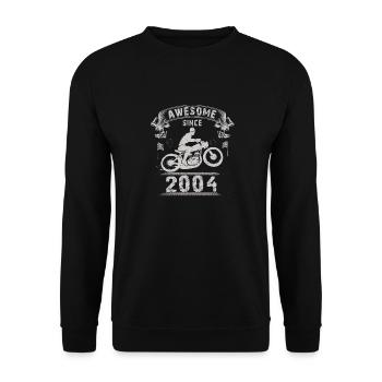 Awesome since 2004, Biker 19. Geburtstag - Unisex Pullover - Schwarz - Vorne - Alina (178cm) & Michal (187cm)