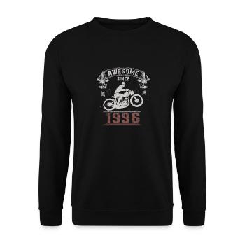 Awesome since 1996, Biker 27. Geburtstag - Unisex Pullover - Schwarz - Vorne - Alina (178cm) & Michal (187cm)