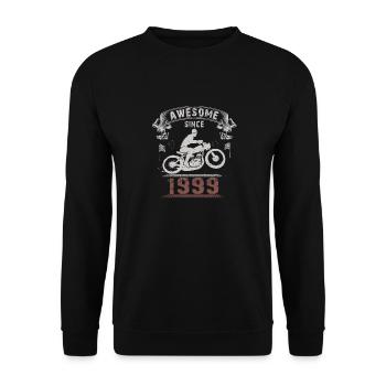 Awesome since 1999, Biker 24. Geburtstag - Unisex Pullover - Schwarz - Vorne - Alina (178cm) & Michal (187cm)