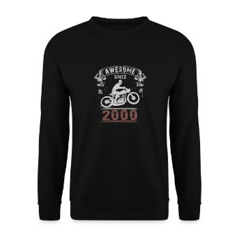 Awesome since 2000, Biker 23. Geburtstag - Unisex Pullover - Schwarz - Vorne - Alina (178cm) & Michal (187cm)