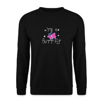 C’est une mouche des fesses | Papillon - Sweat-shirt Unisexe - noir - Devant - Alina (178cm) & Michal (187cm)