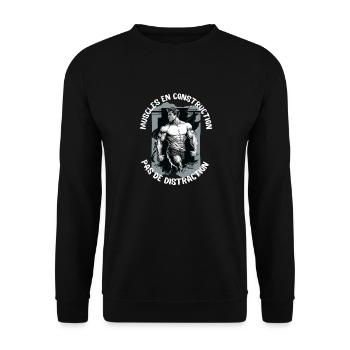 Muskeln im Bausport Bodybuilding - Unisex Pullover - Schwarz - Vorne - Alina (178cm) & Michal (187cm)