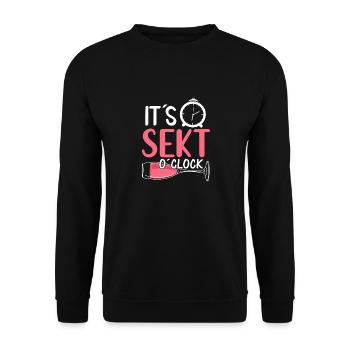It s Sekt o clock - Unisex Pullover - Schwarz - Vorne - Alina (178cm) & Michal (187cm)