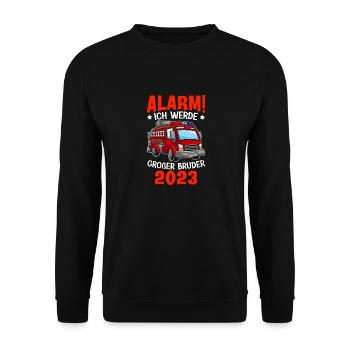 Alarm! Ich Werde Großer Bruder 2023 - Unisex Pullover - Schwarz - Vorne - Alina (178cm) & Michal (187cm)