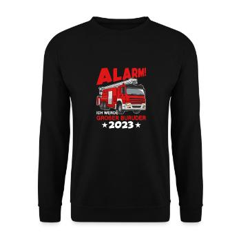 Alarm! Ich Werde Großer Bruder 2023 - Unisex Pullover - Schwarz - Vorne - Alina (178cm) & Michal (187cm)