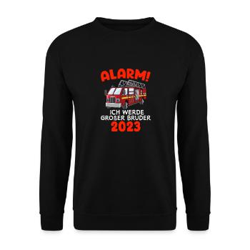 Alarm! Ich Werde Großer Bruder 2023 - Unisex Pullover - Schwarz - Vorne - Alina (178cm) & Michal (187cm)