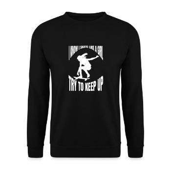 Skateboard Filles Longboard Skater Skateboard - Sweat-shirt Unisexe - noir - Devant - Alina (178cm) & Michal (187cm)
