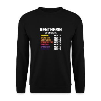 Rente 2023 Rentnerin To Do Liste Rentnerin 2023 - Unisex Pullover - Schwarz - Vorne - Alina (178cm) & Michal (187cm)