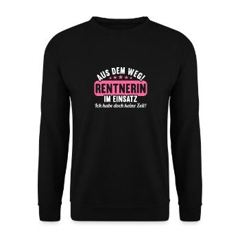 Rente 2023 Ruhestand Abschied Rentnerin 2023 - Unisex Pullover - Schwarz - Vorne - Alina (178cm) & Michal (187cm)