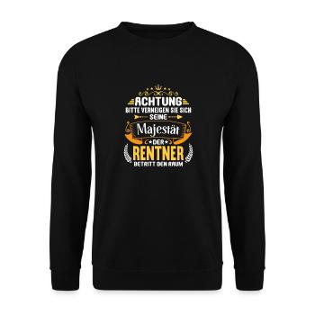 Rente 2023 Ruhestand Abschied Rentner 2023 - Unisex Pullover - Schwarz - Vorne - Alina (178cm) & Michal (187cm)