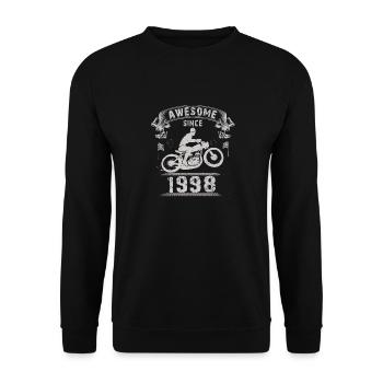 Awesome since 1998, Biker 25. Geburtstag - Unisex Pullover - Schwarz - Vorne - Alina (178cm) & Michal (187cm)