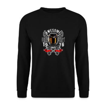 Awesome since 1976, Biker Geburtstag - Unisex Pullover - Schwarz - Vorne - Alina (178cm) & Michal (187cm)
