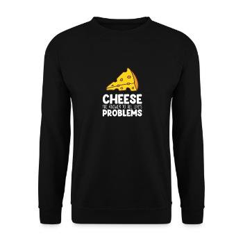 Lustiger Käseliebhaber Essen Humor Käse - Unisex Pullover - Schwarz - Vorne - Alina (178cm) & Michal (187cm)