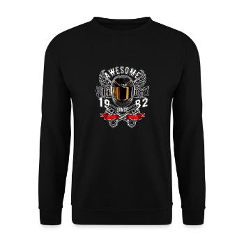 Awesome since 1982, Biker Geburtstag - Unisex Pullover - Schwarz - Vorne - Alina (178cm) & Michal (187cm)