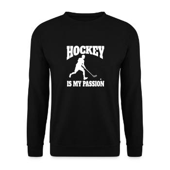 Hockeyspieler Geschenk Feldhockey Hockey Unihockey - Unisex Pullover - Schwarz - Vorne - Alina (178cm) & Michal (187cm)