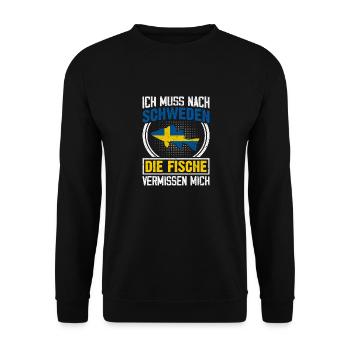 Angelurlaub in Schweden Angeltour Schweden - Unisex Pullover - Schwarz - Vorne - Alina (178cm) & Michal (187cm)