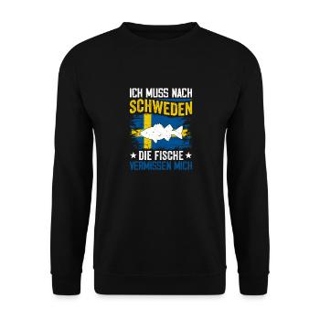 Ich muss nach Schweden die Fische vermissen mich - Unisex Pullover - Schwarz - Vorne - Alina (178cm) & Michal (187cm)
