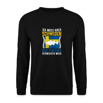 Ich muss nach Schweden Fische vermissen mich - Unisex Pullover - Schwarz - Vorne - Alina (178cm) & Michal (187cm)