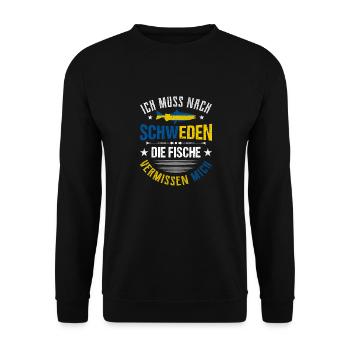 Angelurlaub in Schweden Angeltour Schweden - Unisex Pullover - Schwarz - Vorne - Alina (178cm) & Michal (187cm)