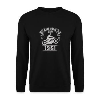 Awesome since 1961, Biker 62. Geburtstag - Unisex Pullover - Schwarz - Vorne - Alina (178cm) & Michal (187cm)