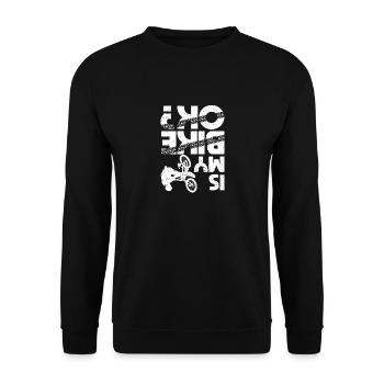 Is My Bike Alright Funny Sarcastic BMX - Unisex Sweatshirt - black - Front - Alina (178cm) & Michal (187cm)